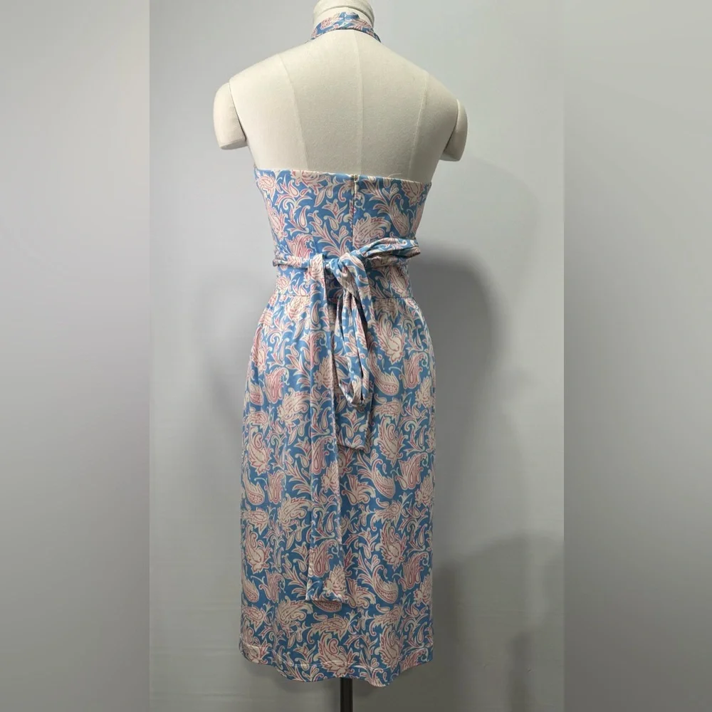 J. McLaughlin Fully Lined Blue 95% SILK Dress EUC - Picture 6 of 12